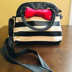 Betsey Johnson black & white striped handbag